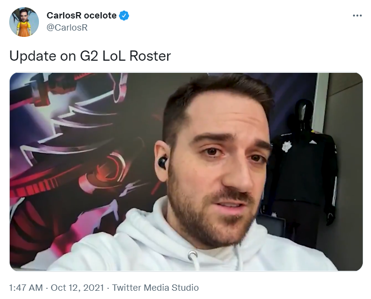 当断不断必受其乱,g2老板carlosr推特短视频确认了战队重组后各成员的