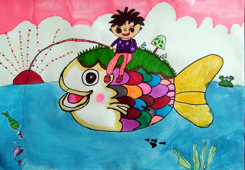 今日好绘画127丨鱼背上的小孩