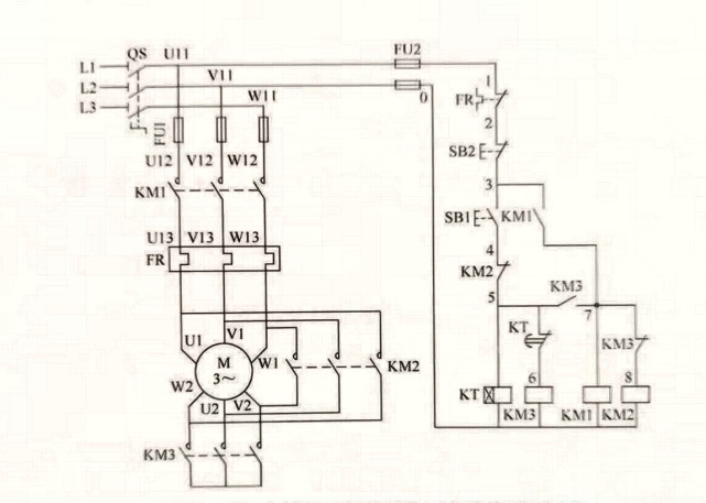 星三角降压启动时间继电器控制