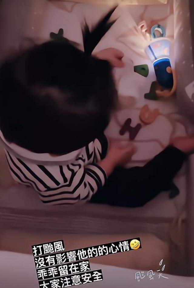 傅程鹏1岁半幼子近照曝光 台风天乖巧在家玩耍 扎冲天辫超呆萌 全网搜