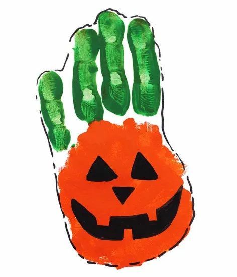 简单有趣的万圣节手印画教程,halloween handprint,一起来玩吧!