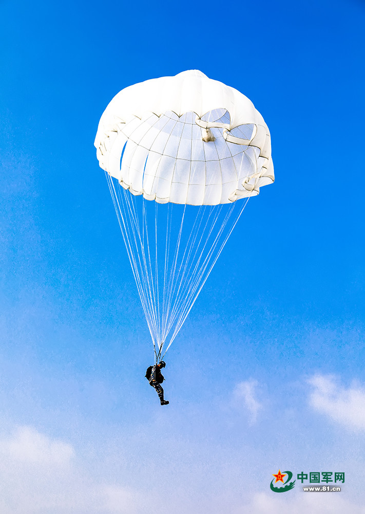 海军陆战队某旅组织伞降训练掠影伞花绽放神兵天降