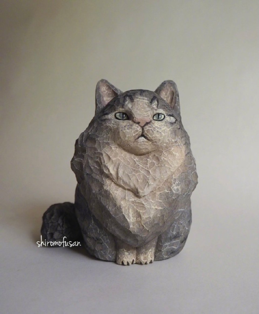 遇见艺术|惟妙惟肖的木雕小猫咪欣赏