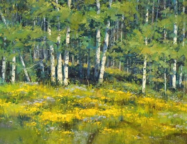 美国风景画家罗伯特油画作品欣赏白桦林