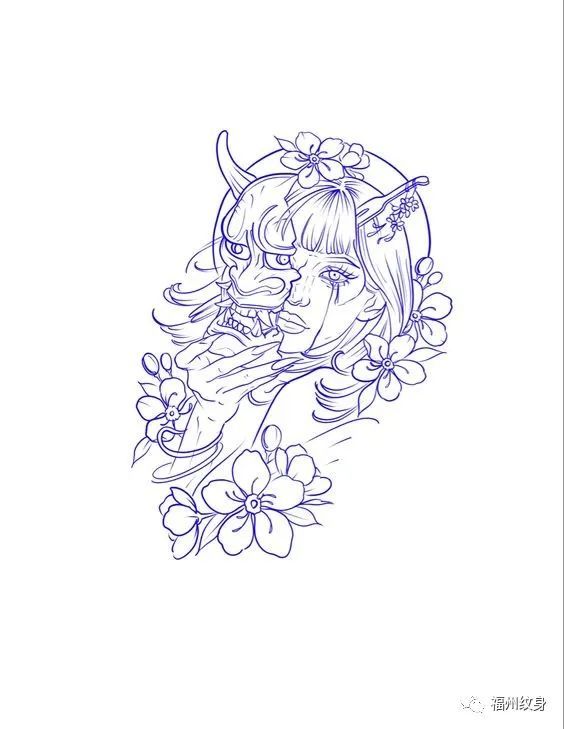 超清晰的割线纹身图稿