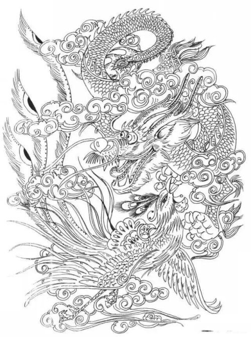 龙凤白描24幅,值得收藏