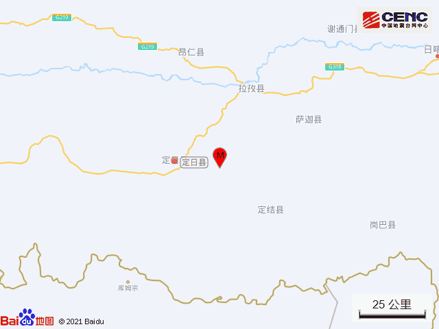 西藏日喀则市定日县发生3.0级地震