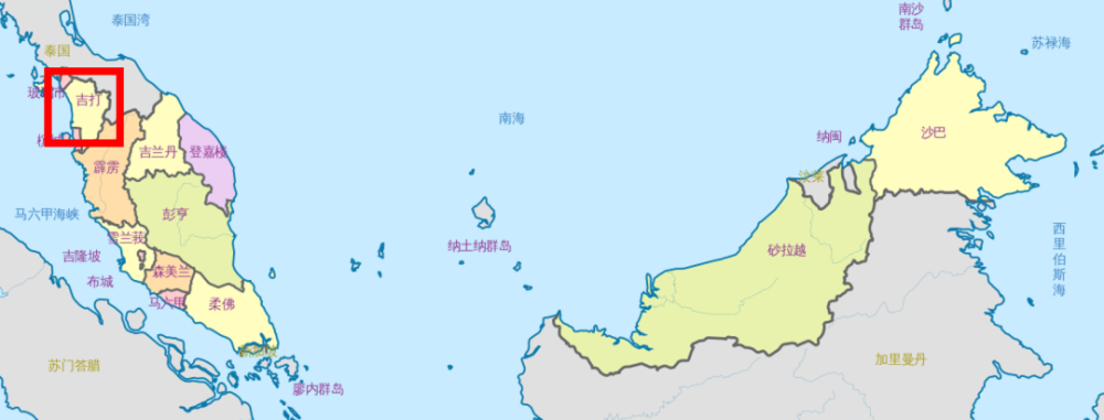 从地图可以看到吉打州位于马来西亚最西北端,与泰国毗邻.
