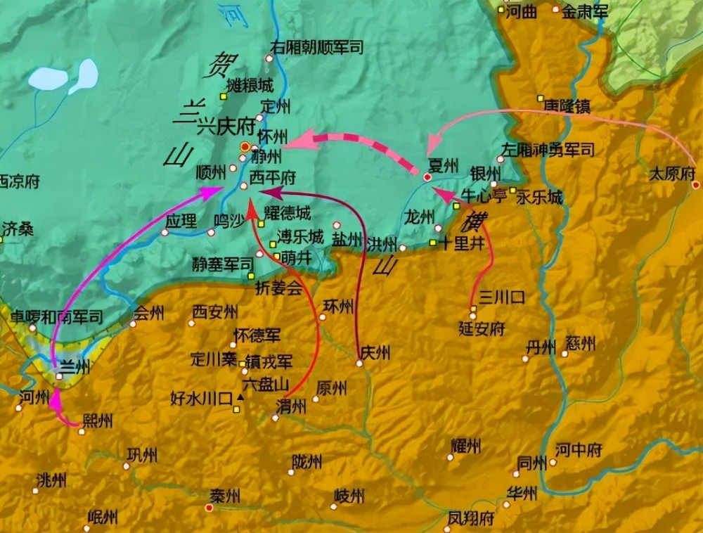 上图_ 元丰五路伐夏可是,就是因为高遵裕这一命令,让整个作战计划陷入