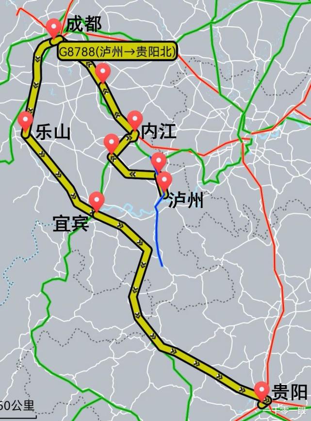 国内最绕高铁线路之一四川泸州到贵州贵阳