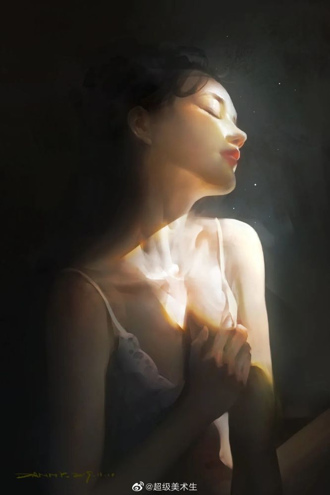 dannylailai人物插画,场景原画师光感通透的手绘作品.