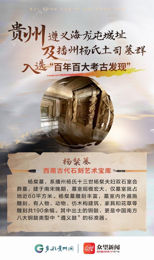 【海报】贵州遵义海龙屯城址及播州杨氏土司墓群入选"百年百大考古