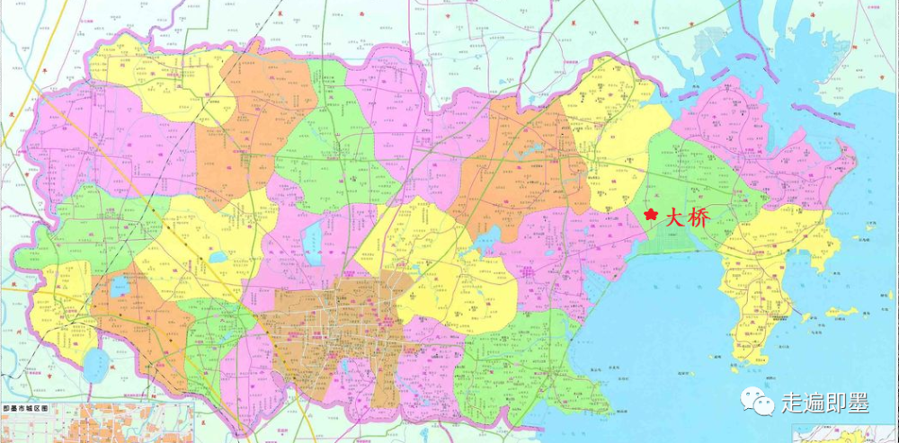 即墨地圖大橋村位置大橋村位於鰲山灣大橋灘北岸,王村駐地西南6公里