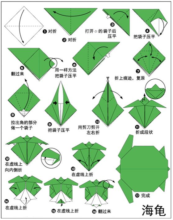 手工折纸30漂亮的小海龟折纸图解赶紧学起来
