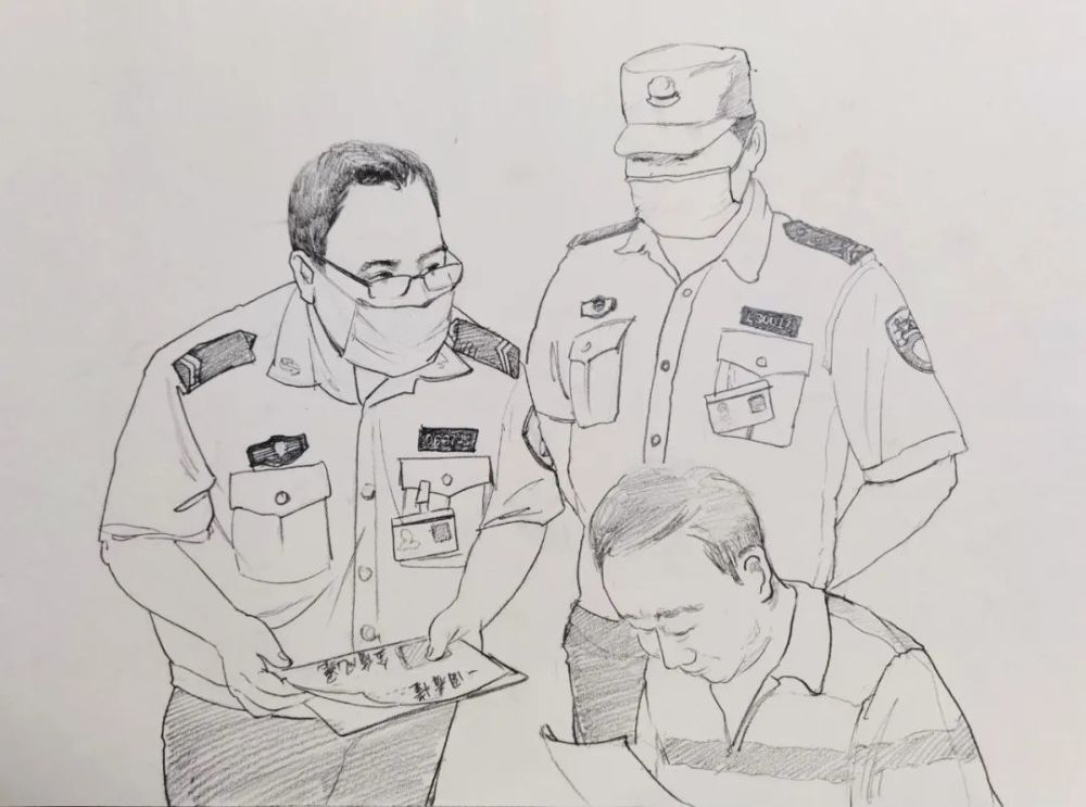 灵寿民警张弓用画笔记录金盾风暴温暖瞬间