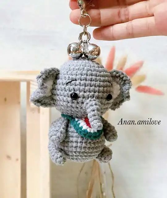 图解教程钩针编织大象宝宝玩偶挂饰
