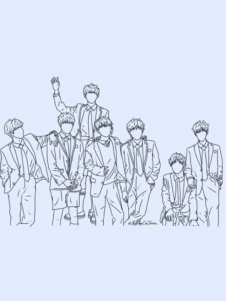 时代少年团线条画快来收藏