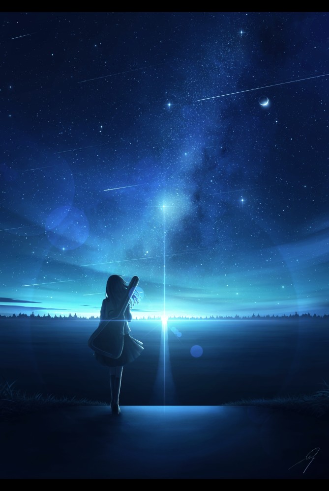 动漫美图高质量唯美风景图喜欢那些闪光的东西比如冬天的雪花天上的