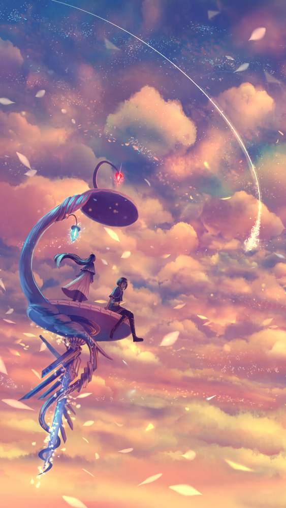 动漫美图高质量唯美风景图喜欢那些闪光的东西比如冬天的雪花天上的