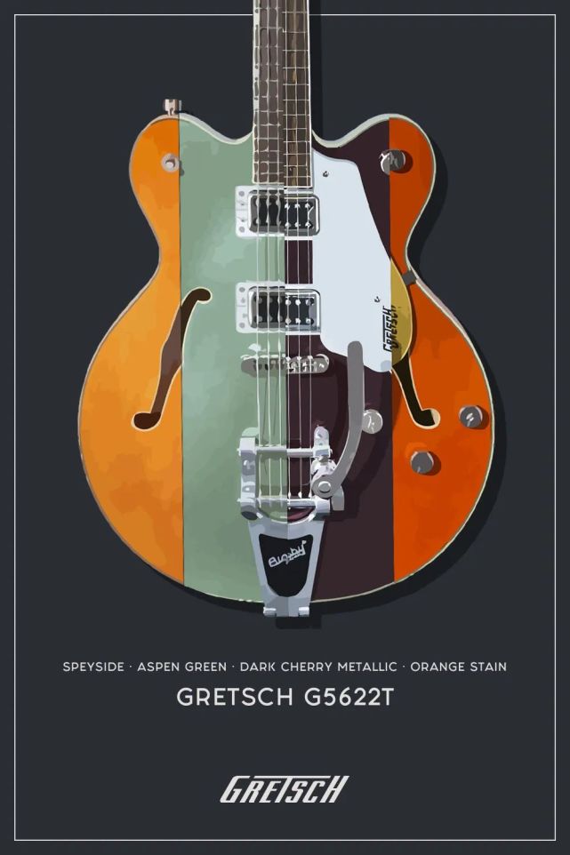 热销款新配色!gretsch g5622t electromatic 双缺角半空心吉他!