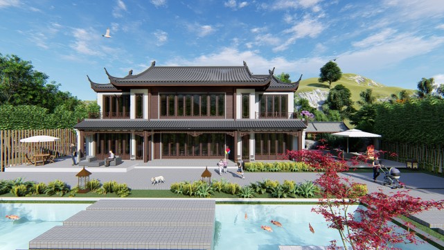 浙江二层中式会所设计方案
