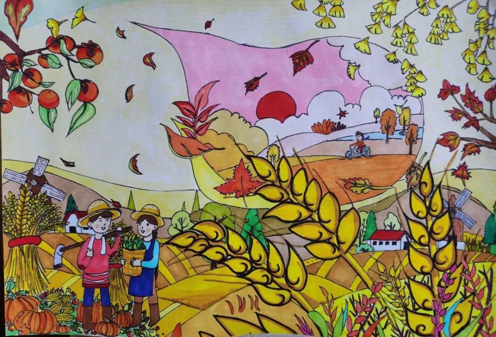 稻花香里画丰年小画家们用画笔勾勒丰收喜悦