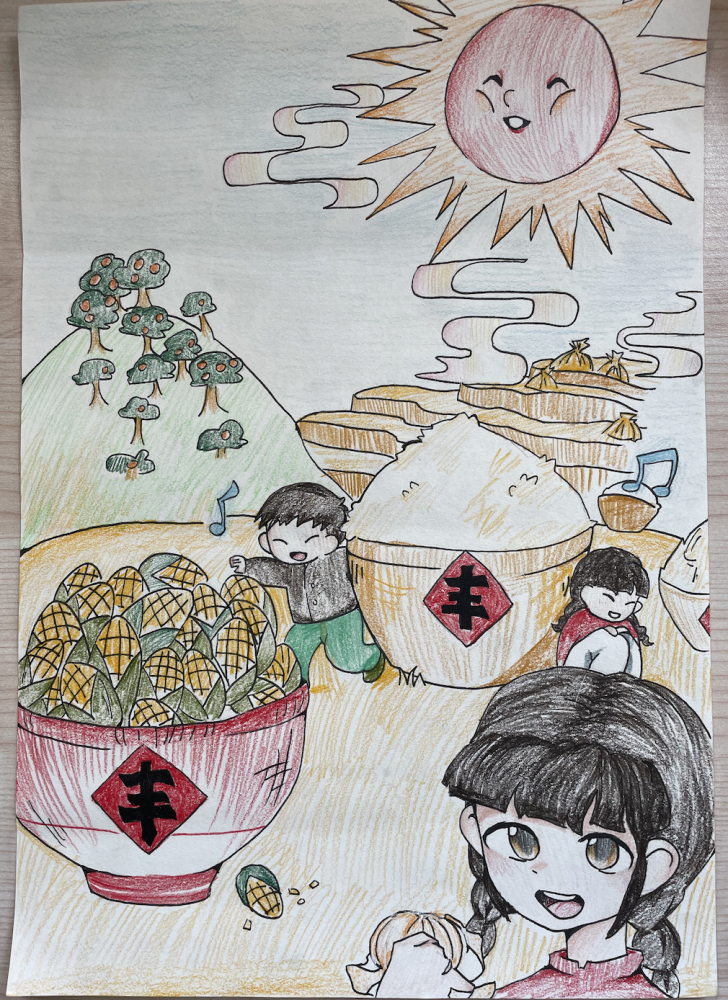 稻花香里画丰年小画家们用画笔勾勒丰收喜悦