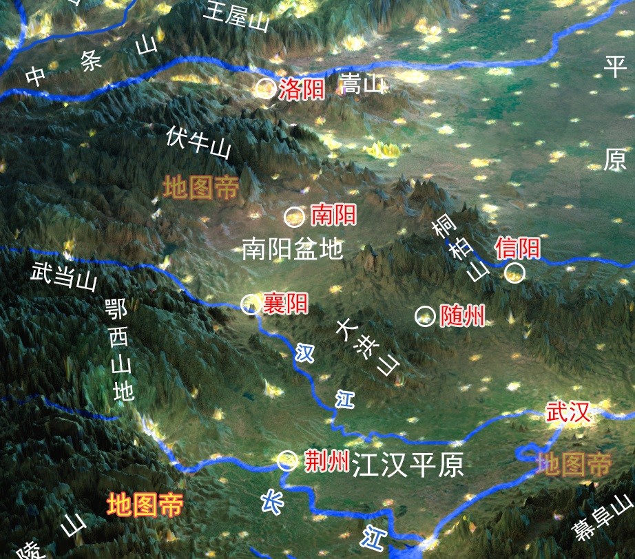 河南省南阳盆地地形图图片