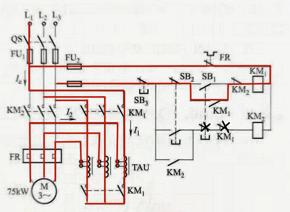 自耦變壓器降壓啟動電路