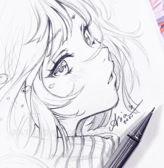 绘画素材ins超人气大佬线稿教你画出细腻二次元动漫少女