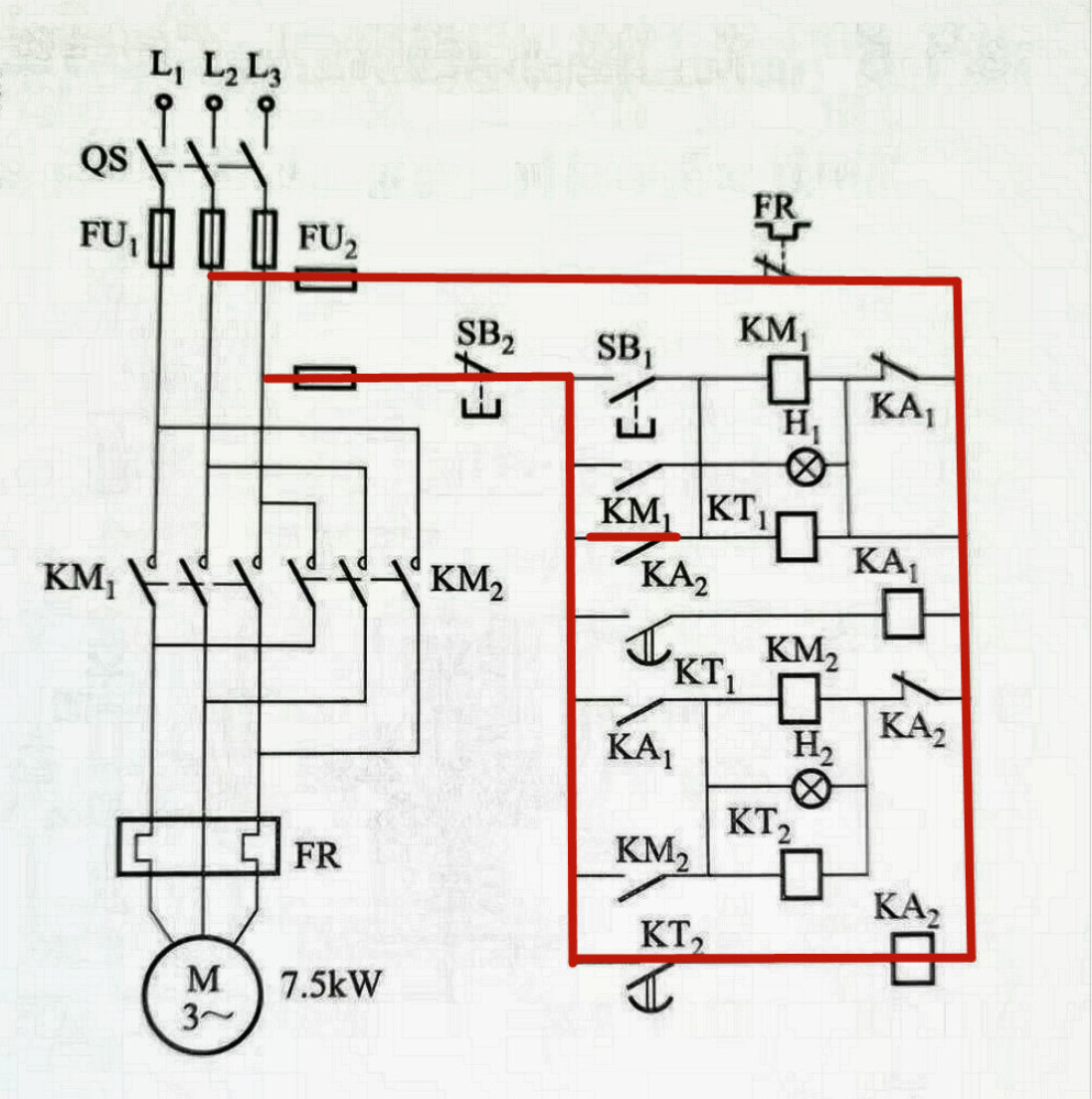 ka1線圈得電後,其常閉觸點閉合給km2\h2\kt2供電,隨後自鎖.3.