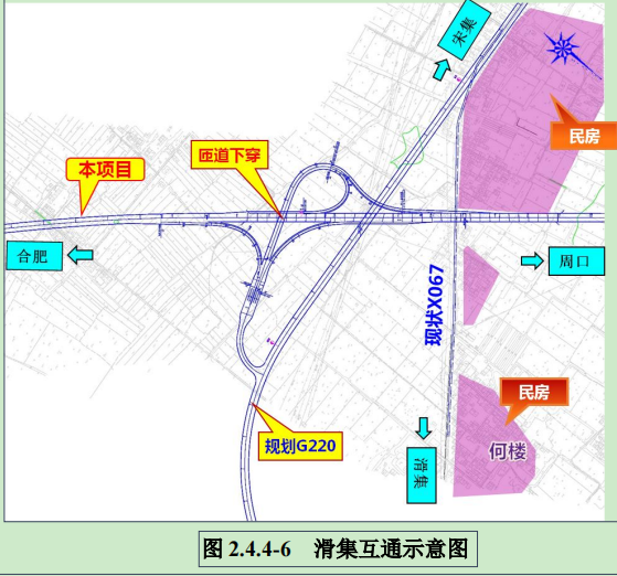 滑集3该临泉枢纽互通立交位于宋集镇,是连接本项目与阜新高速公路的