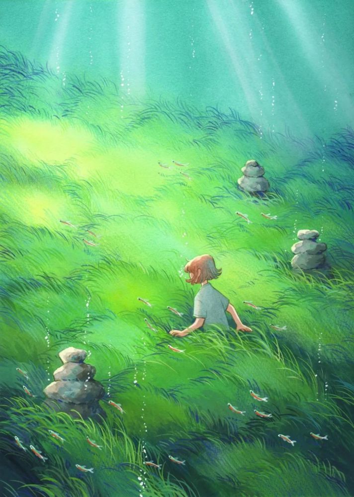 插画欣赏治愈系水彩人物作品