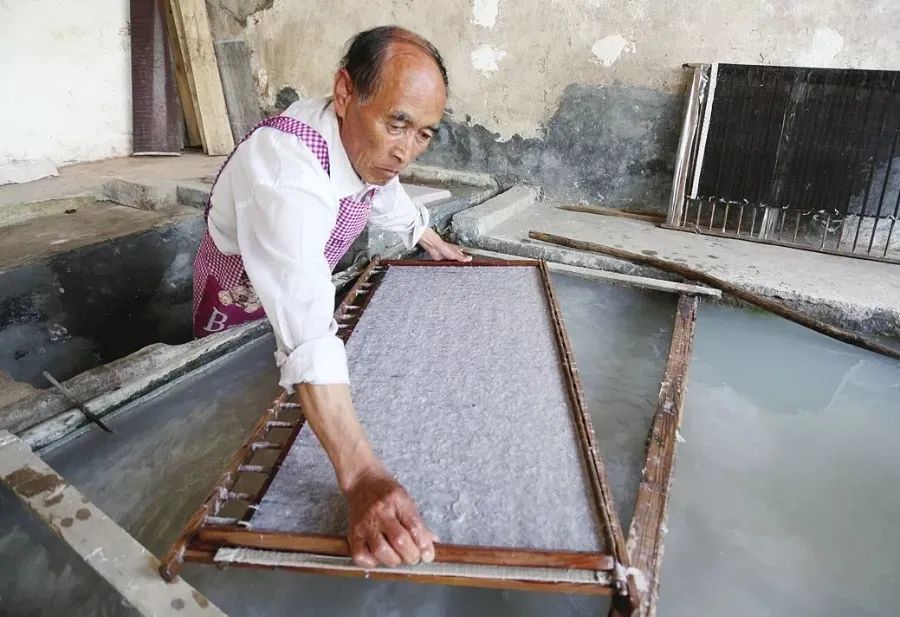 淹纸▲揭纸经过十多个昼夜的历练,苎麻完成了它的蜕变之旅,紧密厚实