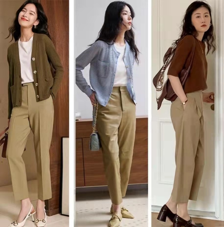 知性优雅的卡其色裤子,值得拥有时尚感_腾讯新闻