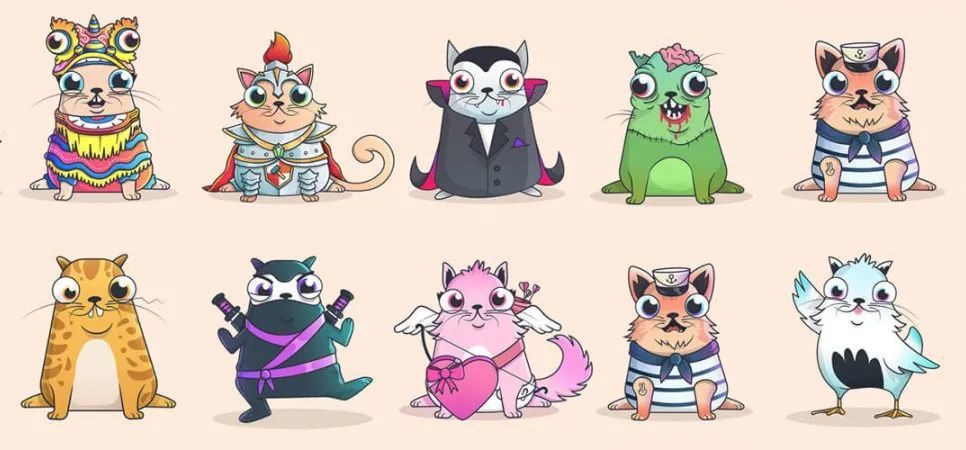 cryptokitties(加密猫) 收藏品是最早的一批 nfts.