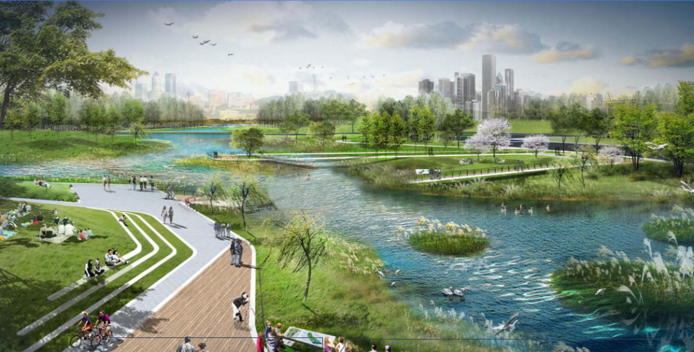 渭川河下游整治项目效果图项目建设项目于2020年3月正式启动施工,目前