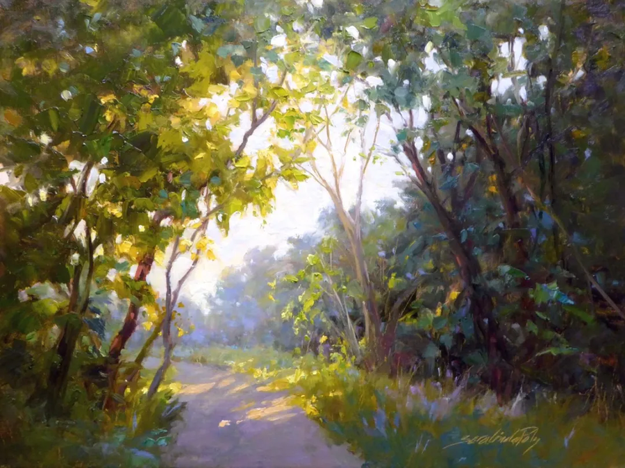 美国女画家笔下光彩夺目的风景油画