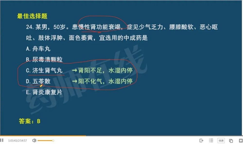 防风通圣丸d肾炎康复片c癃清片b尿毒清颗粒a舟车丸19某男,60岁