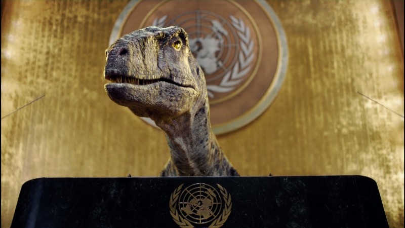 恐龙“破门而入”联合国大会现场警告人类：不要选择灭绝600405动力源