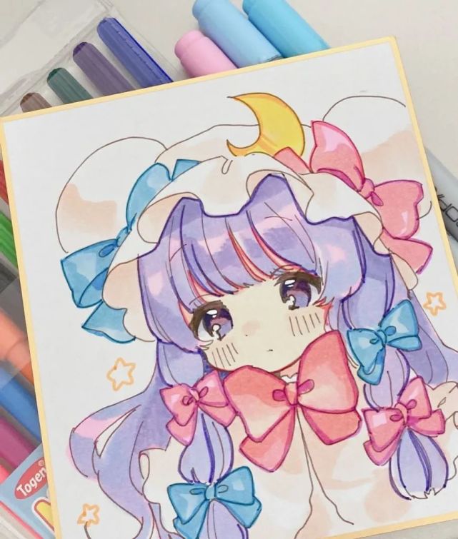 【新手入门】好久没有更新马克笔手绘素材了!这个q版小萝莉上色好看!