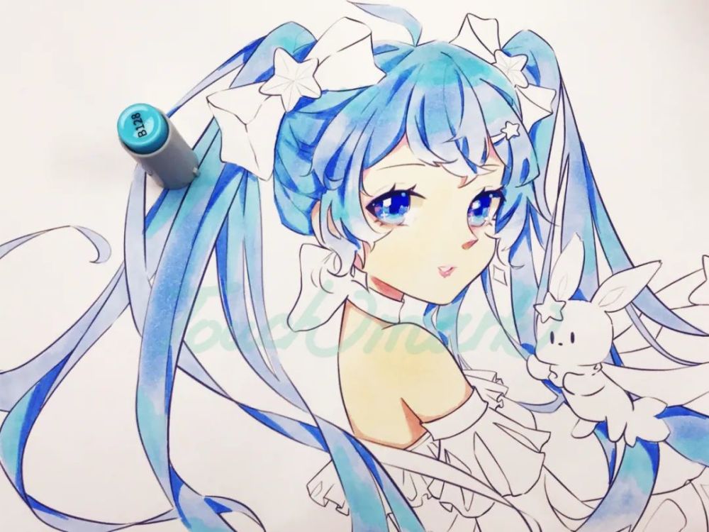 初音未來主題周繪畫課堂雪初音的配色也太美了