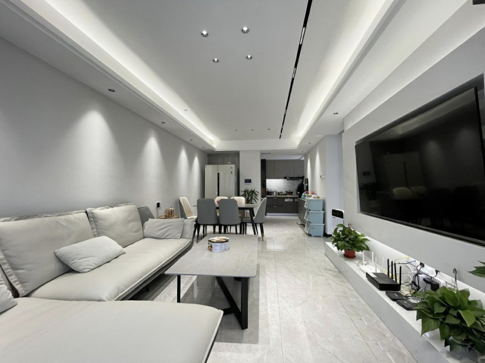 第一次装修新房全屋灰色调很耐看无主灯的设计很棒很时尚