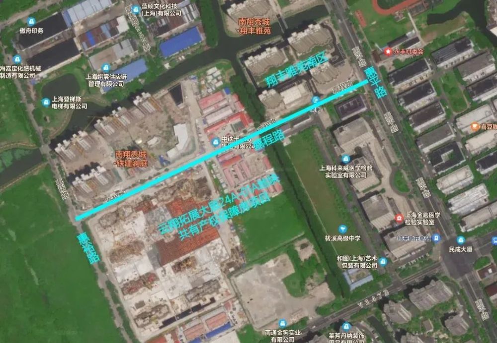 区位示意图(南翔生活网标注)此次道路新建工程位于嘉定区云翔拓展大居