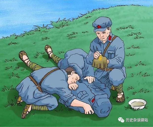 而一位红军老班长在经过草地时,为了照顾着三名生病的小战士,他却把好