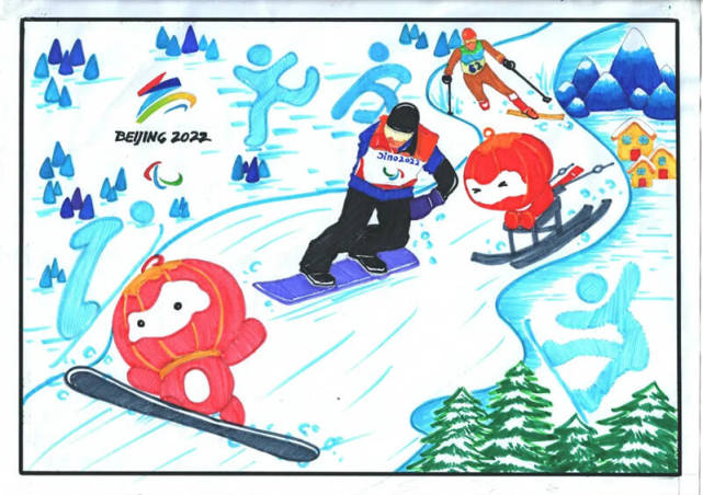 作品入选全国残疾人青少年冬奥,冬残奥主题绘画展|绘画|北京冬奥会