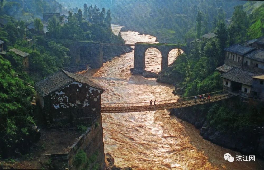迤车镇江底铁索桥那桥那景那段故事