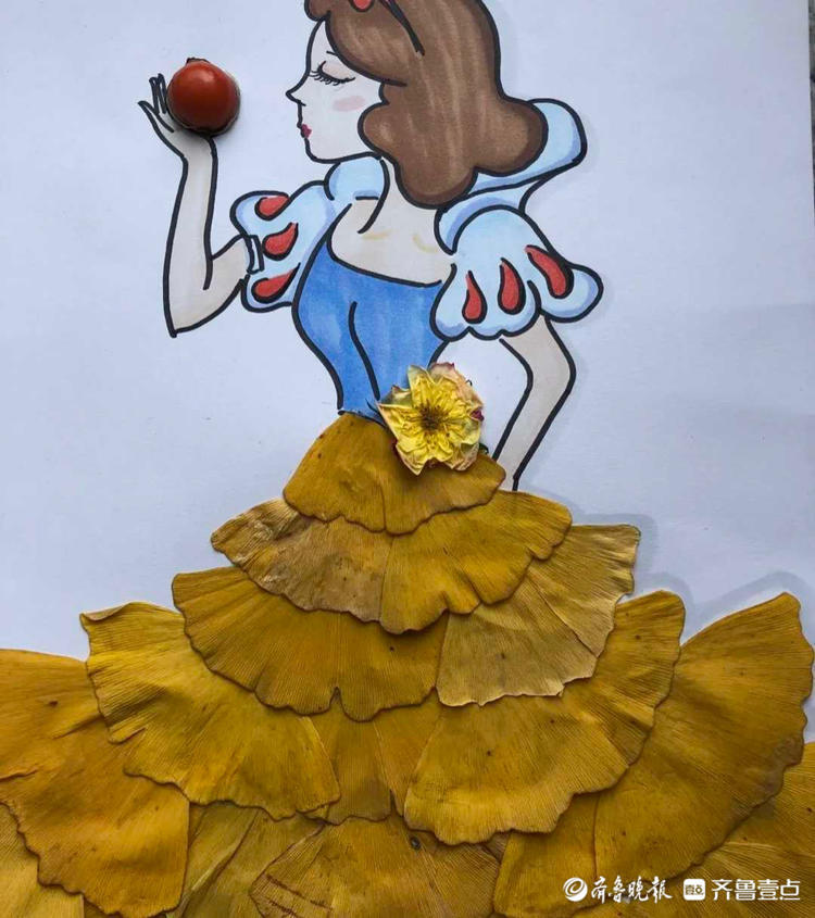 "羽蝶"向齐鲁晚报官方客户端齐鲁壹点情报站发来一组落叶创意画的照片