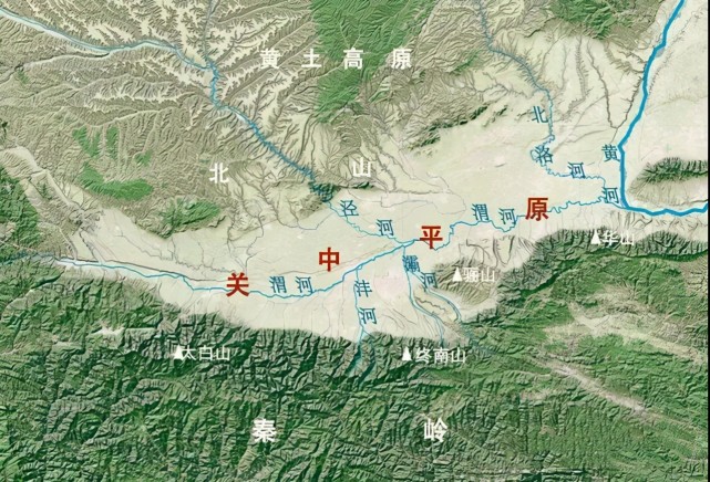 周至,咸阳,西安,铜川,渭南等县市,东至黄河右岸的潼关,与汾河谷地相连