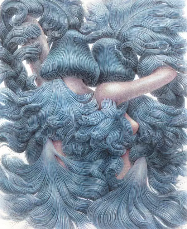 用头发编织的创意画面美丽又奇异